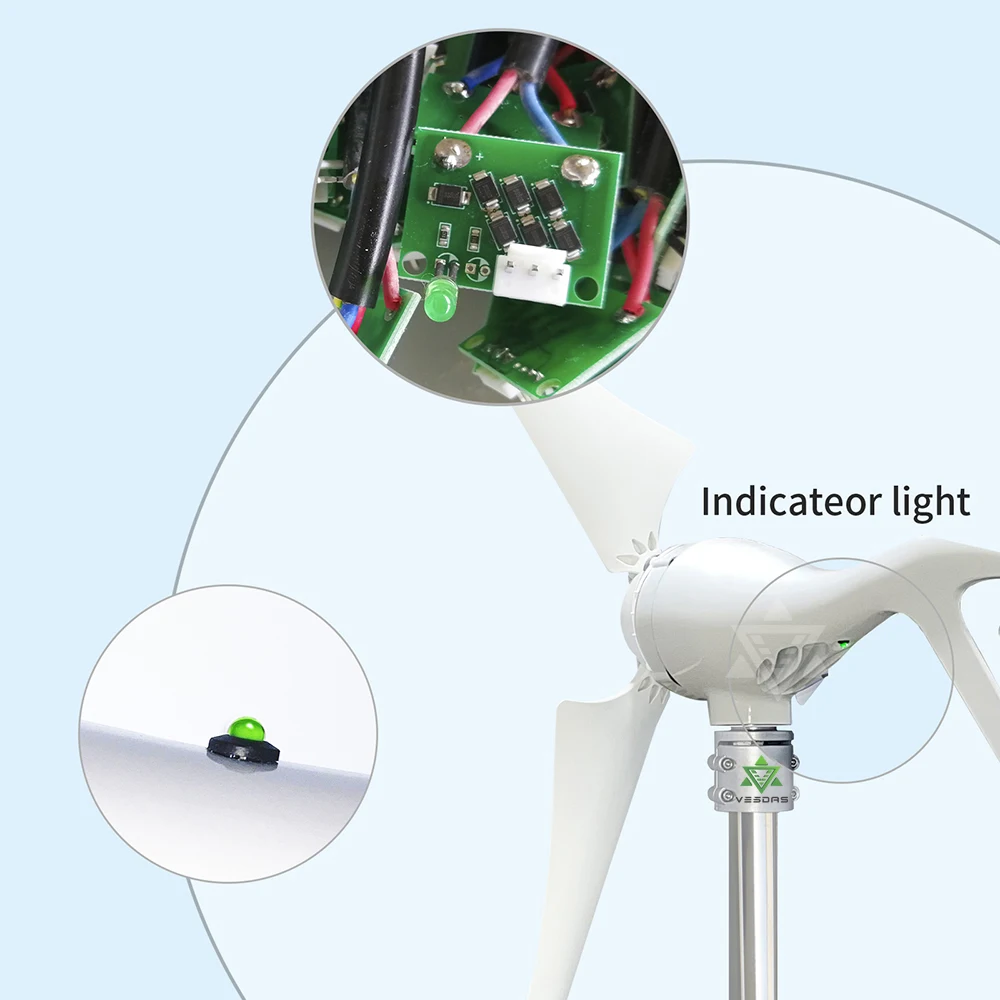 600W 12V 24V Horizontal Axis Wind Turbine With A Starting Speed Of 2m/s, Equipped With MPPT Controller Wind Turbine Generator