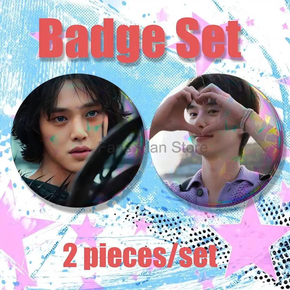 Actor S-Song Kang 2-piece Set Pins Backpack Clothes Jewelry Accessories Cartoon Round Brooch Button Badge Fans Collection Gifts