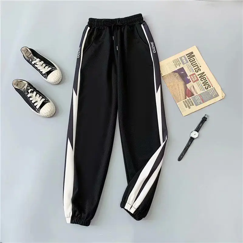 

Street Casual Patchwork Sports Pants Spring Autumn New Elastic Waist Loose Print Letter Harem Pants Fashion Trend Women Clothing