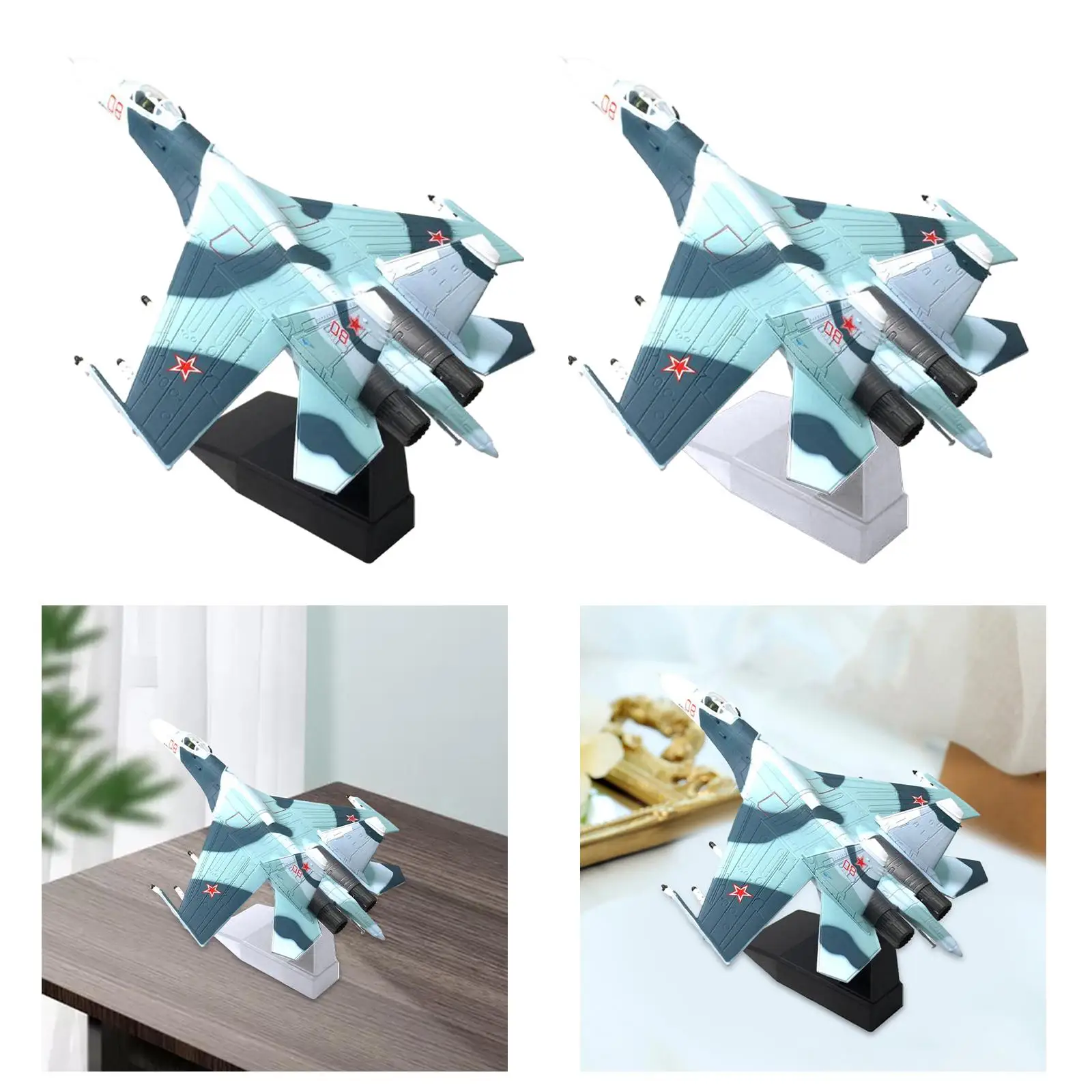 1/100 SU-27 Fighter Plane Model Souvenir Ornament Collection Kids Adults Toy Miniature Toys for TV Cabinet Office Bar Shelf Home
