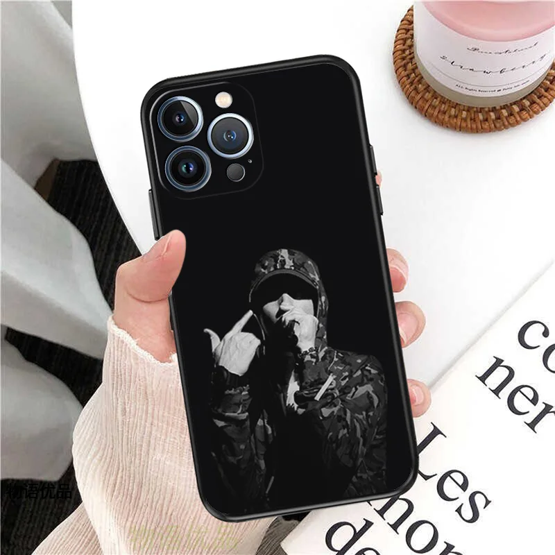 Phone Case for iPhone 16ProMax 14 13 15 Pro Max 12 11 XR SE 7 8 16 Plus Fashion Eminem RAP GOD Soft Black Silicone Cover