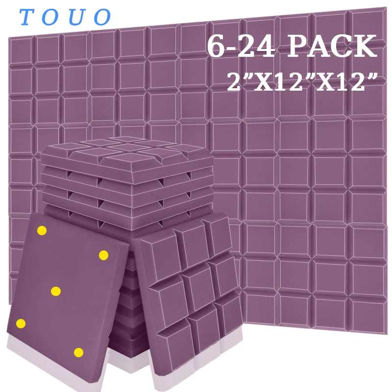 

TOUO Acoustic Foams 6 12 24 Pcs Studio High Density Soundproof Foam Drum Room Acoustic Treatment Sound Absorbing Foam Panel