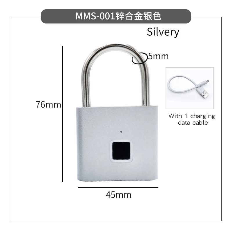 Intelligent Fingerprint Padlock Outdoor WaterProof Rust-Proof Padlock Electronic Padlock Door Anti-Theft Password lock Cabinet