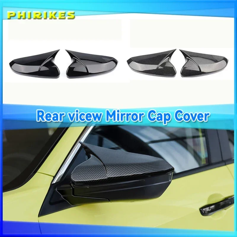 

Horn ABS Carbon Fiber Style Rear View Mirror Cover Rearview Caps For Honda Civic 10th 2016 2017 2018 2019 2020 Car Accessories