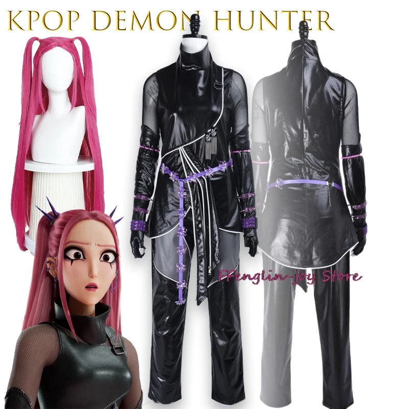

Kpop Demon Hunters Mira Cosplay Huntrix Costume Women Girls Leather Top Pants Performance Suit Halloween Carnival Suit