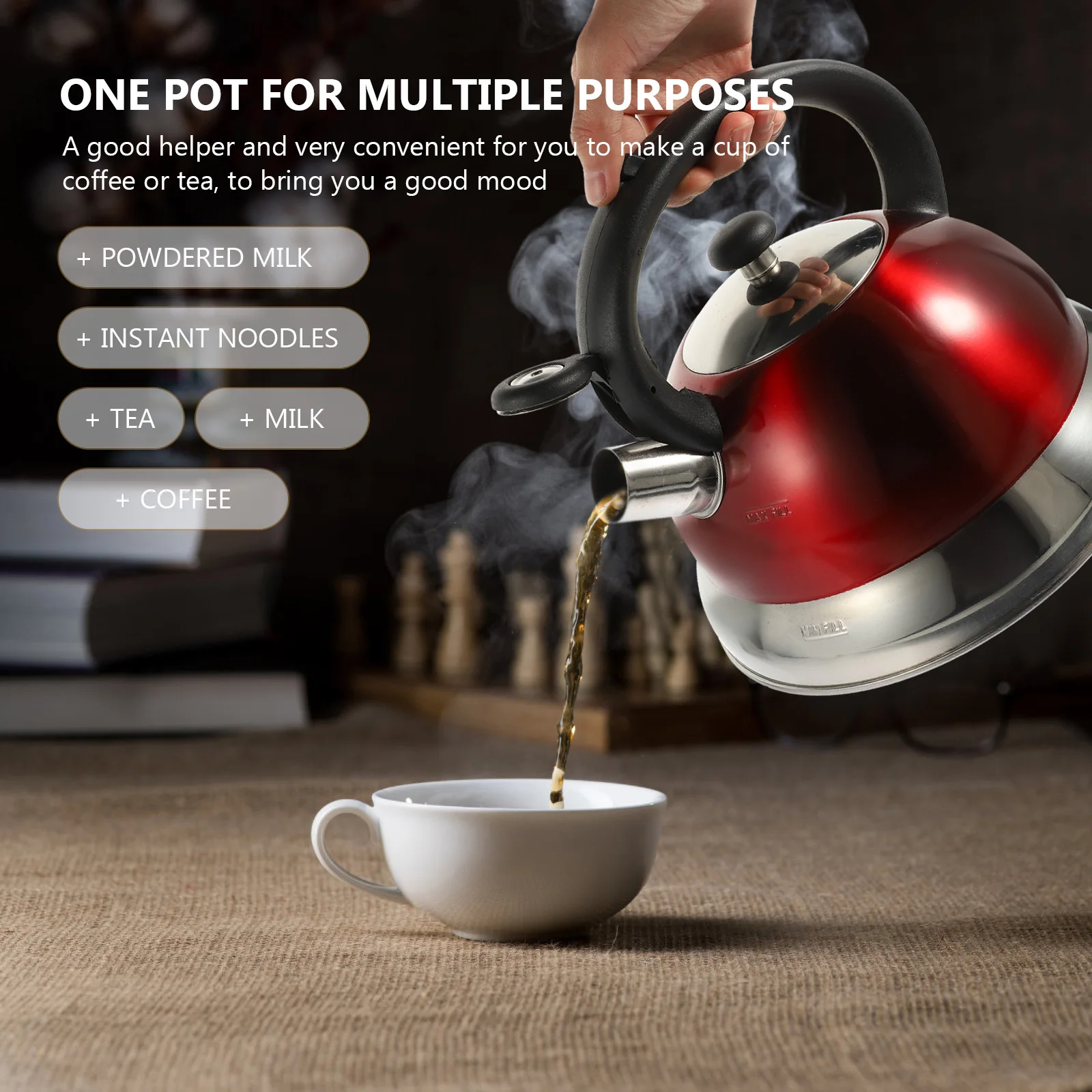 

1pcs Whistling Kettle Stainless Steel Boiling Pot Automatic Hooter Heating Water Kettle For Home Kitchen Tea Coffee Portable