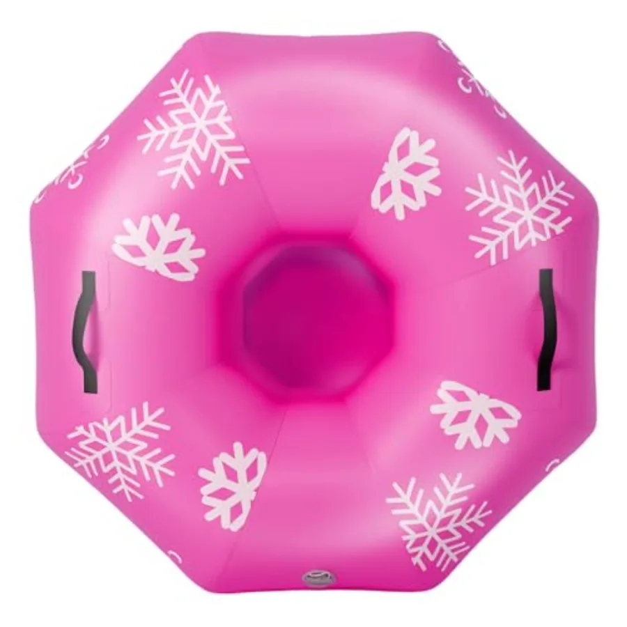 

42" Heavy Duty Inflatable Snow Tube 1/2 Pack for Adults Stable Octagonal Snow Tube Sled with Handles Tow Strap Repair Kit Thick
