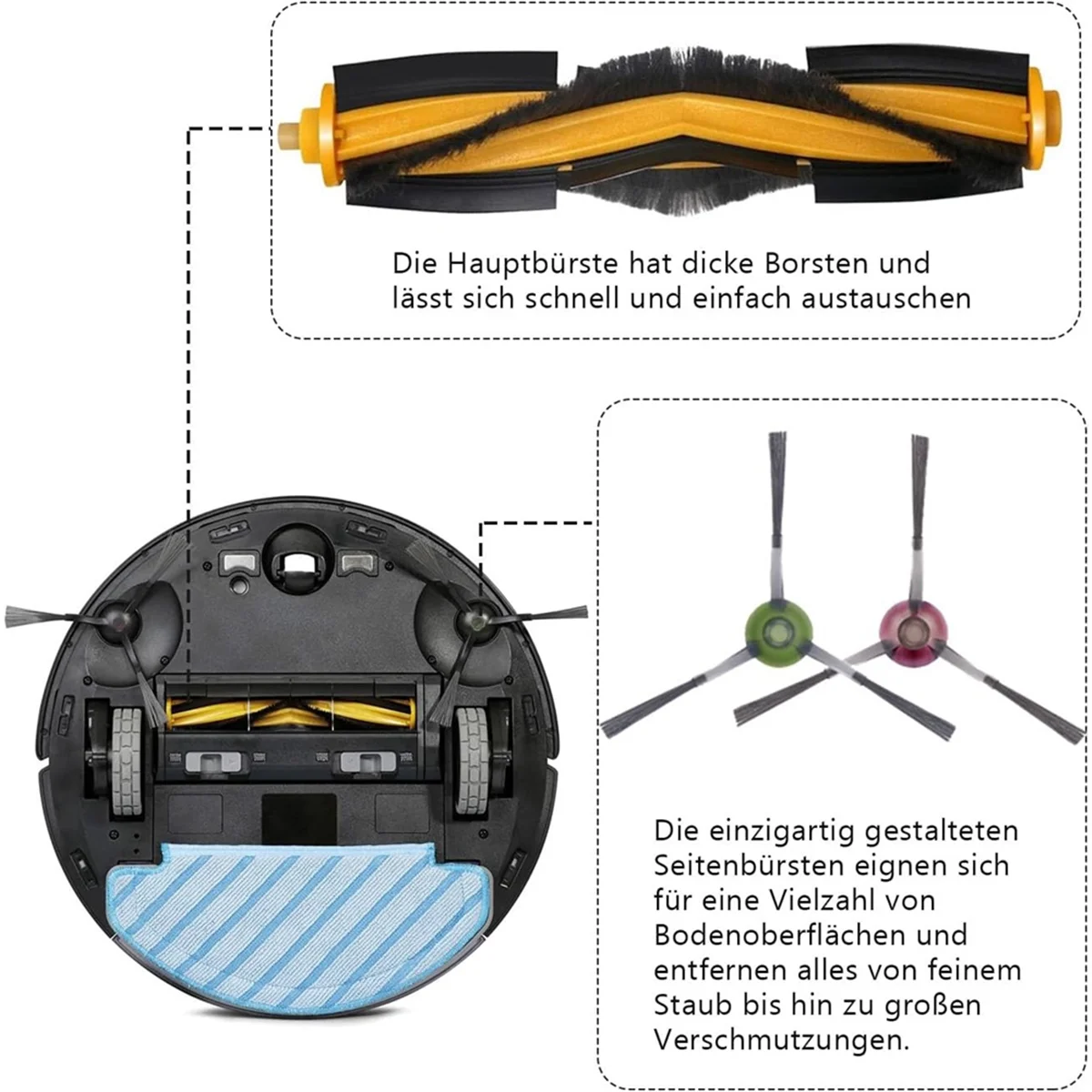 ใหม่สําหรับ T8, T8 +, T8 , T8MAX, N8, N8 +, N8 Pro, N8 Pro +, T9, T9 + 950 920 หลักแปรงด้านข้าง Mops