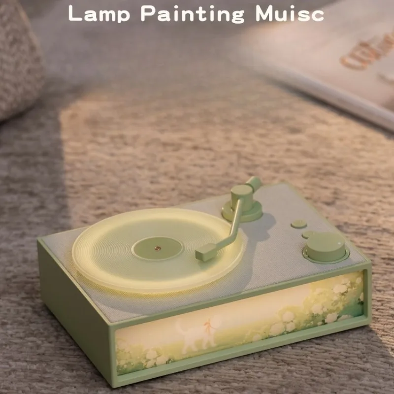 

Retro Aromatherapy Bluetooth Vinyl Speaker with Night Light, Audio Card Input FM Radio Practical Home Decor Gadget