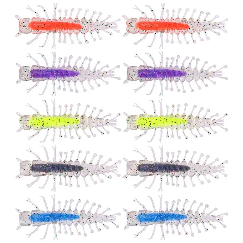 Centipede Fishing Lure 10pcs Centipede Fishing Artificial Bait Multipurpose Elastic Natural Walking Action Fishing Lures For