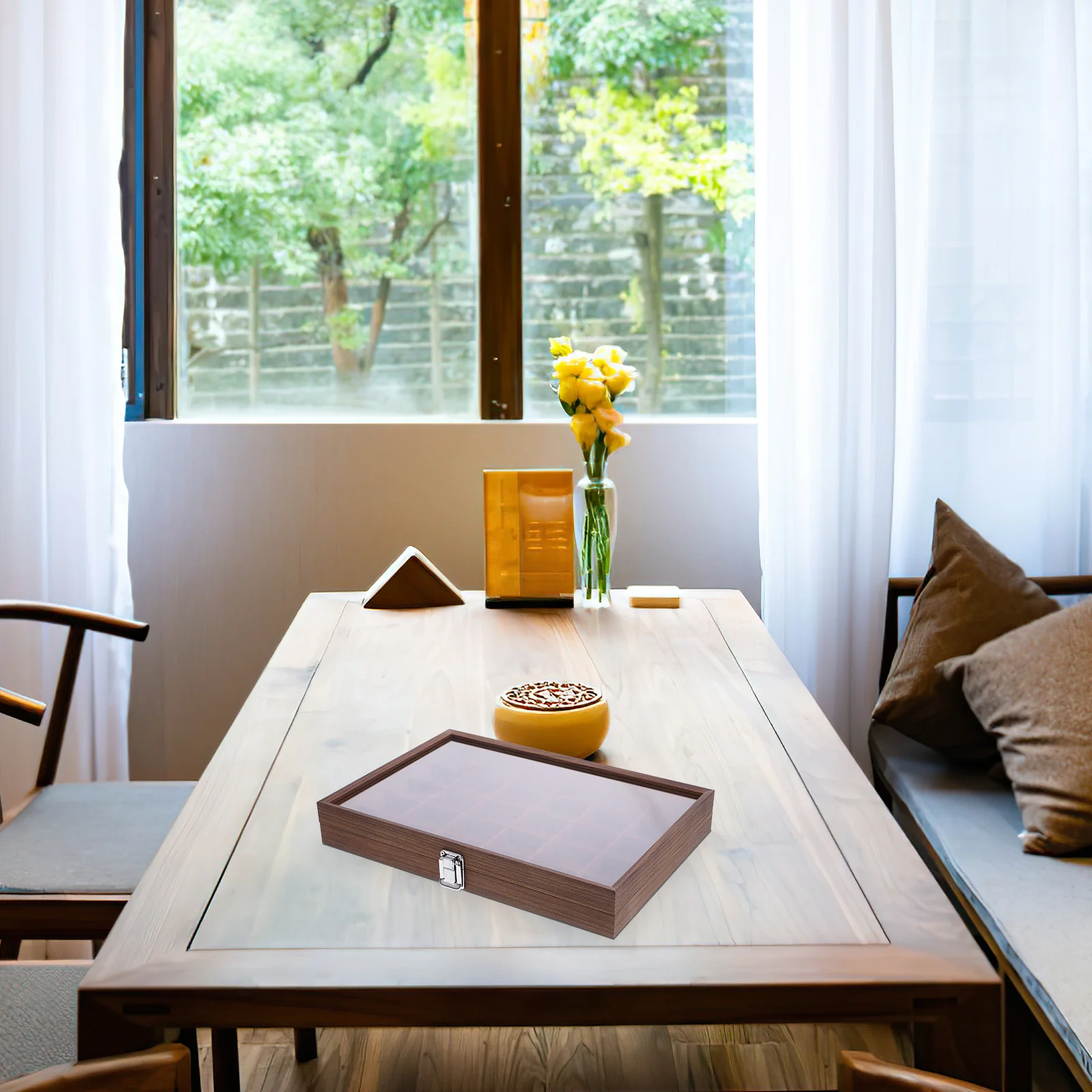 

30-Compartment Tea Bag Storage Box Transparent Glass Organizer For Kitchen Coffee Bar Candy Packet Holder Compartment Tea Box