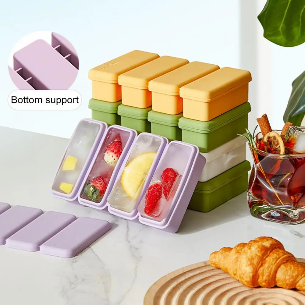 Silicone Ice Cube Tray with Lid Large Ice Mold for Slow Melting Freeze Store Soup Sauce Broth Silicone Freezer Container