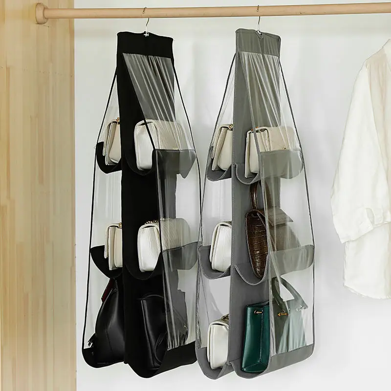 Bag Storage Hanging Hanging Double Side Transparent Six Layer Storage Bedroom Closet Storage Bag Dust