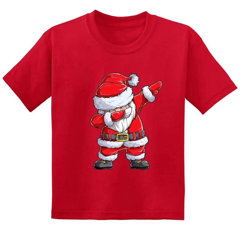 Funny Dabbing Santa Merry Christmas Red Kids T-shirts Children Baby pink Cute Clothes Boys Girls Clothes Gift Present,