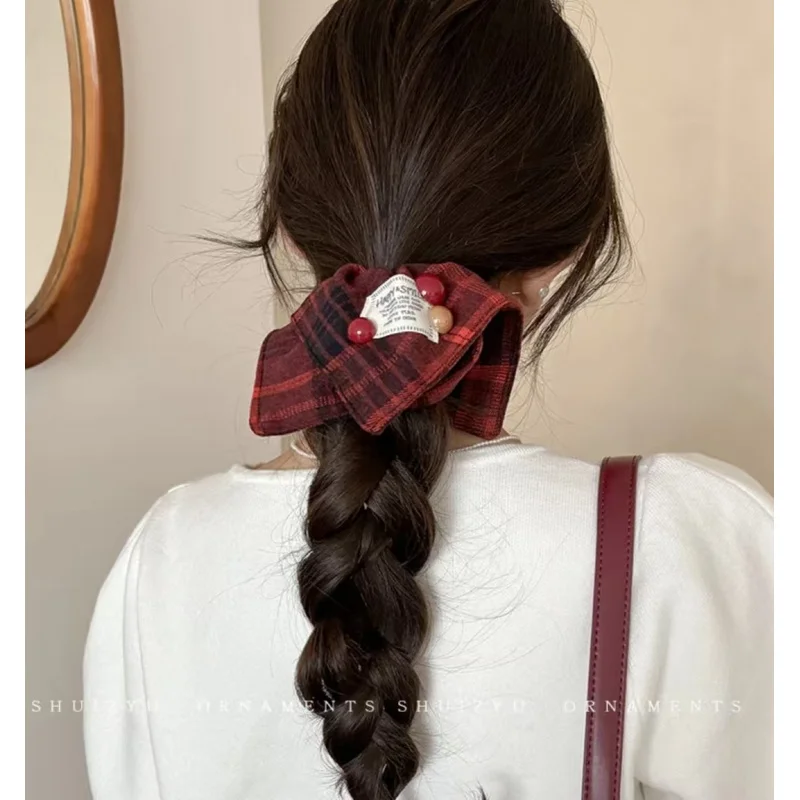 

New College Style Square Scarf Large Intestine Hair Ropes Tied Low Ponytail Hair Tie Square Bow Rubber Band Hair Accessories