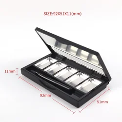 1pc Empty Cosmetic Palette Eyeshadow Blusher Lipstick Glitter Makeup Dispensing Box with Brush DIY Makeup Box 5-grid Matte Black