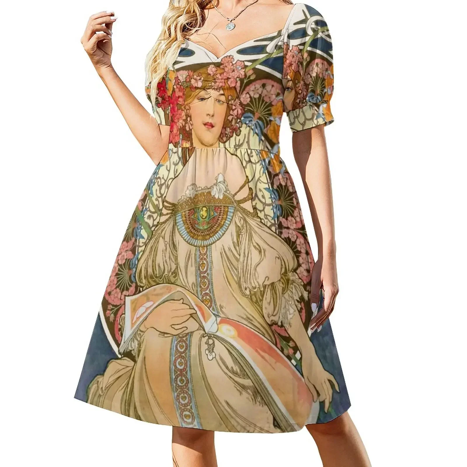

Rêverie (Daydream) by Alphonse Mucha Short-Sleeved Dress summer dresses for women 2025 dress women summer Dress