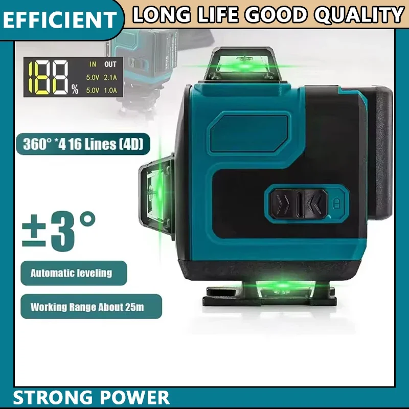 

Fit Makita High-Precision Wall-Mounted Laser Level Portable Tool with 16-Line 360 Horizontal & Vertical Cross Level Green Light
