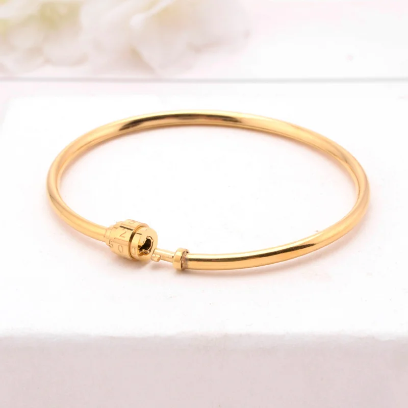 Flashion Simulated 520 Password Openable Love Bangle Plated 100% Real Gold 24k Valentine\'s Day Gift Bracelet 18K gold Jewelry