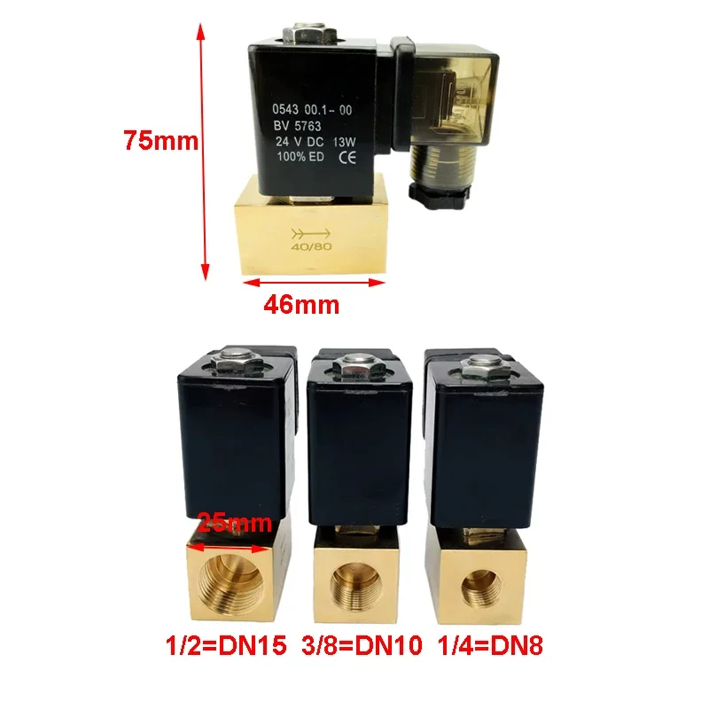 JT22-02 SD22-02 Direct Acting Brass Valve 80bar High Pressure Solenoid Valve 2 Way 1/4 3/8 1/2 BSP DC12V/24V AC220V Normal Close