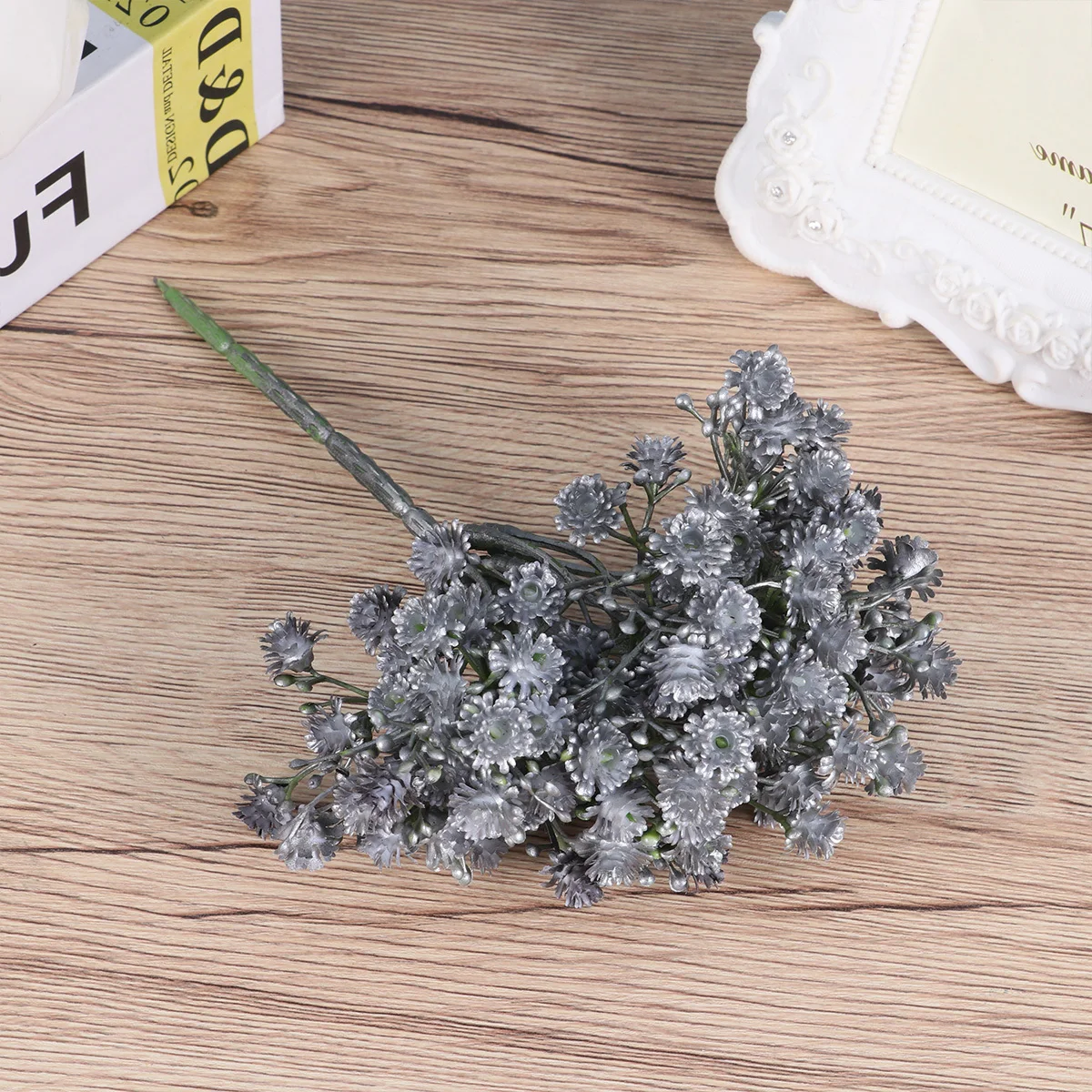 

1Pcs Artificial Gypsophila Dark Grey Plastic Flower Eco-Friendly Home Wedding Party Decoration Ornamental Bouquet