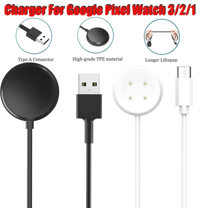1Pc Type C Charger For Google Pixel Watch 1 2 3 Charging Cable Stock For Google Pixel Watch 3 2 1 Power Charge Wire Accessories