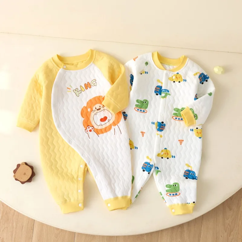 

Baby Boneless Bodysuit Newborn Warm Romper Boys and Girls Cartoon Bodysuit Long Sleeve Climbing Suit
