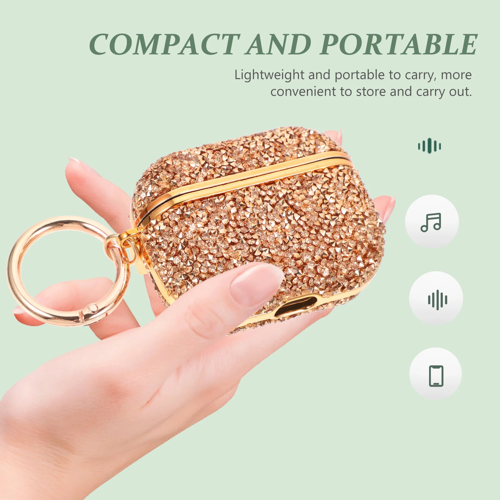 

Glitter Earbuds Protective Case for Wireless Headphones Shockproof Scratch-Resistant Lightweight Pc Material Portable Decorative