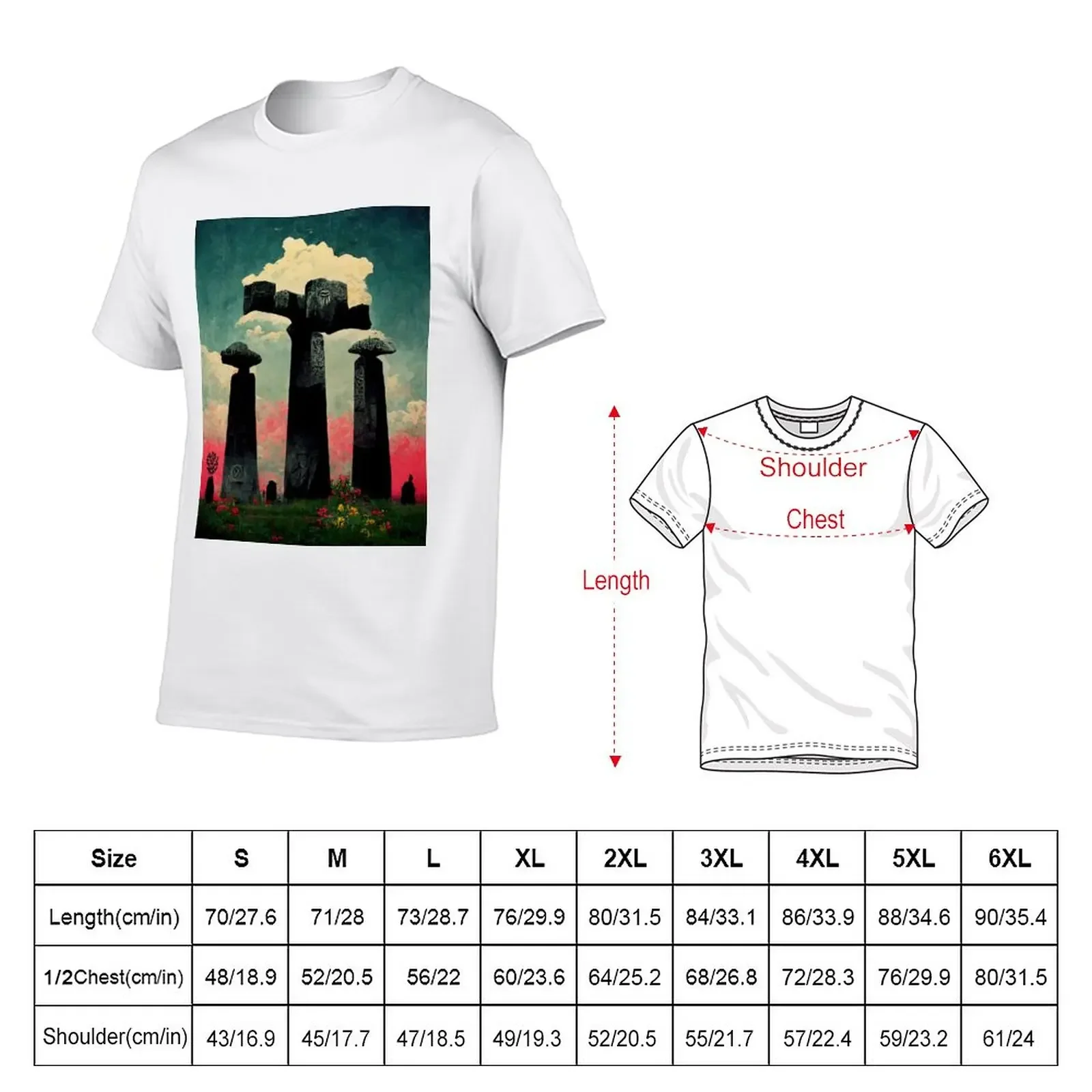 Occult Floral Stonehenge : 2 T-Shirt tees heavyweights T-shirts for men cotton