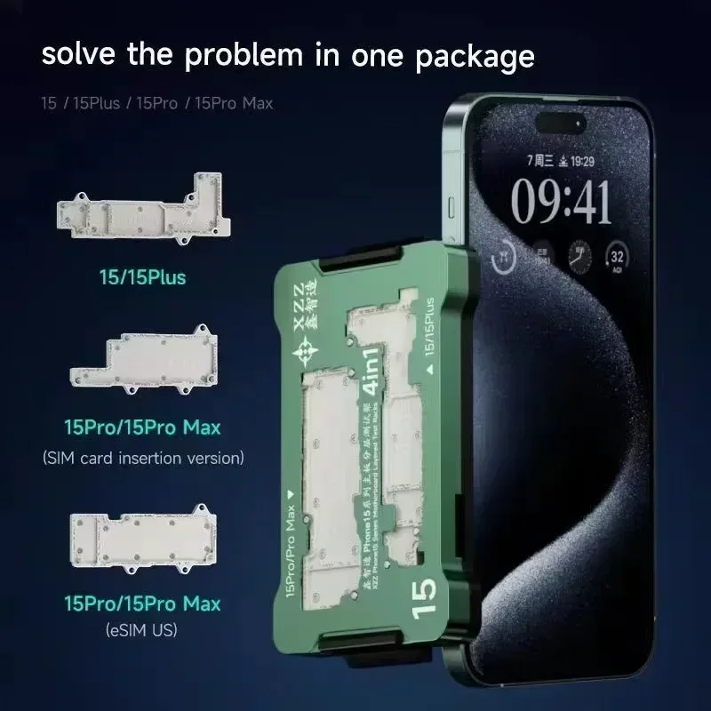 Papan logika Pengujian fungsi Motherboard XZZ untuk iPhone 15 Plus Pro seri Promax Tester bingkai tengah atas dan bawah