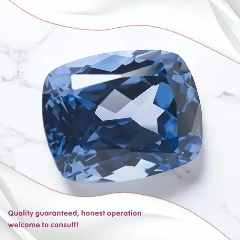 

J-Lab Grown Sapphire Cornflower Colour Rectangular Cushion Shape VVS1 Charms DIY for Jewel Making Selectable Certificate