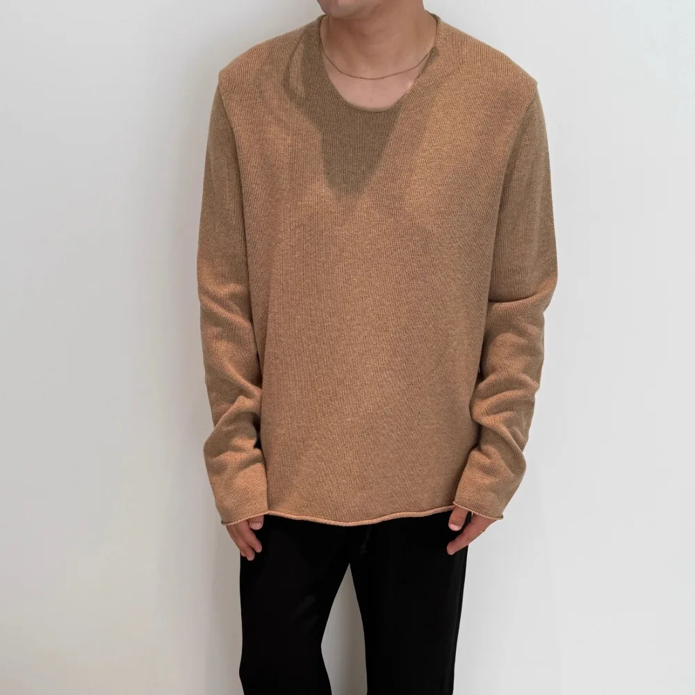 

Wool Cotton Blend Collarless Knitted Long Sleeves for Men and Women