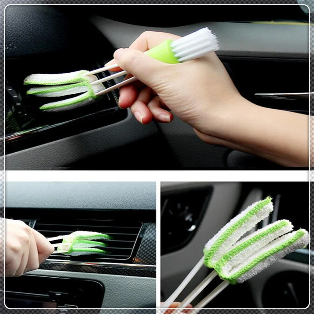 2In1 Green Car Cleaner Brush Vent Blinds for PEUGEOT 206 1998 2000 207 2006 2007 307 106