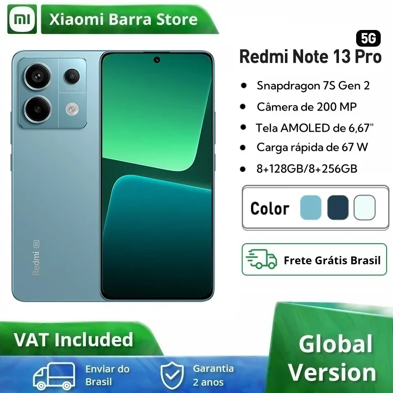 

Global Version Xiaomi Redmi Note 13 Pro 5G Smartphone Snapdragon 7S Gen 2 6.67" AMOLED 120Hz 200MP Camera 67W Fast Charging