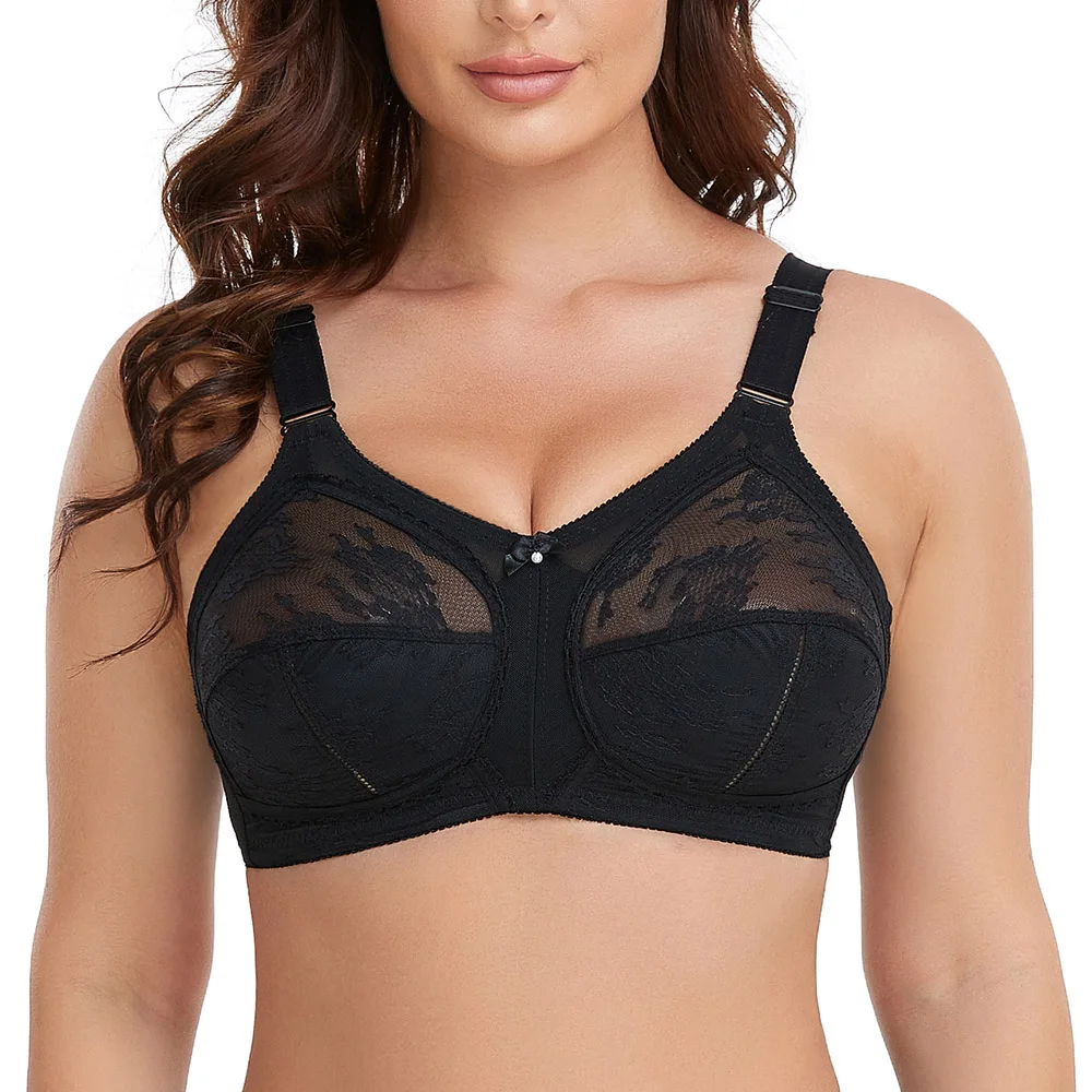 

Minimizer Bra For Women Unlined Lace Bra Full Coverage Big Cup Wire Free Ultra Thin Plus Size Bra D E F G H I Cup