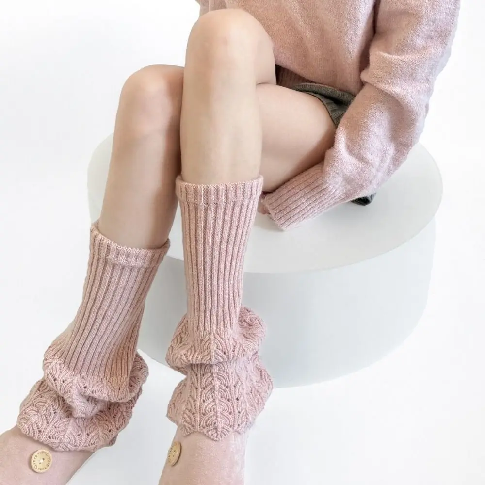 

Fuzzy Solid Color Women Knitted Leg Warmers Thickened Retro Women's Foot Cover Breathable Soft Girl's Boots Heap Socks Harajuku