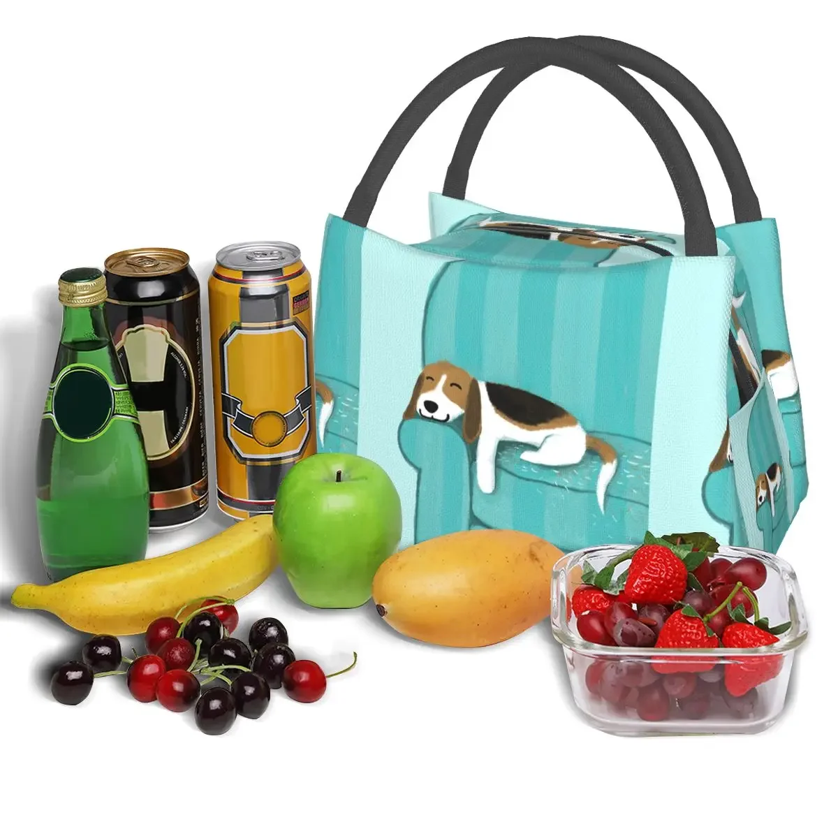 Glückliche Couch Hund niedlichen Beagle werfen Lunch pakete isoliert Bento Box Lunch Tote Picknick taschen Kühler Thermo tasche für Frau Kinder