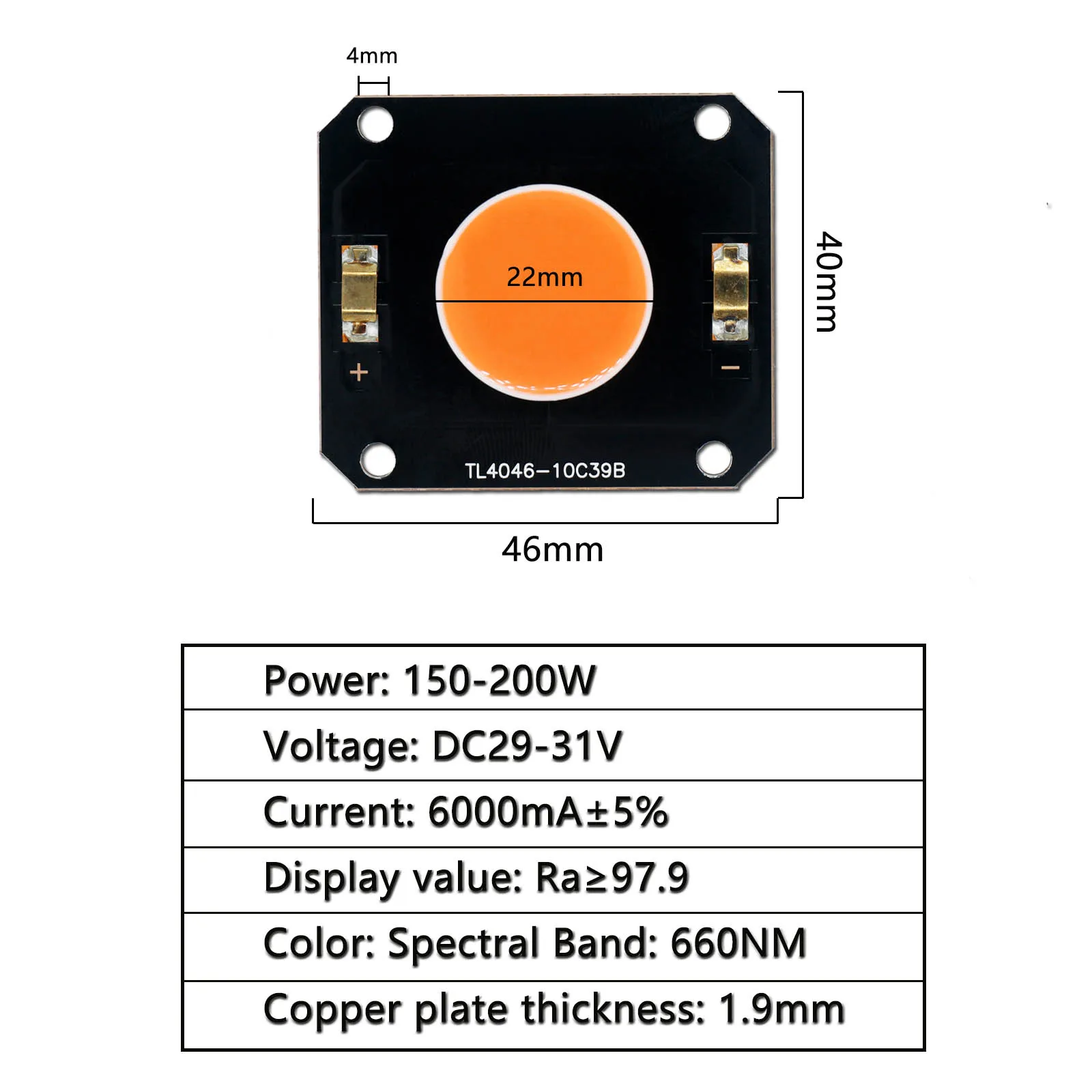 150-200W Phát Triển Chip COB Phát Triển Ánh Sáng Suốt DC29-31V 6000mA Trong Nhà Vật Có Điều Dưỡng Và Hoa tăng Trưởng Chiếu Sáng