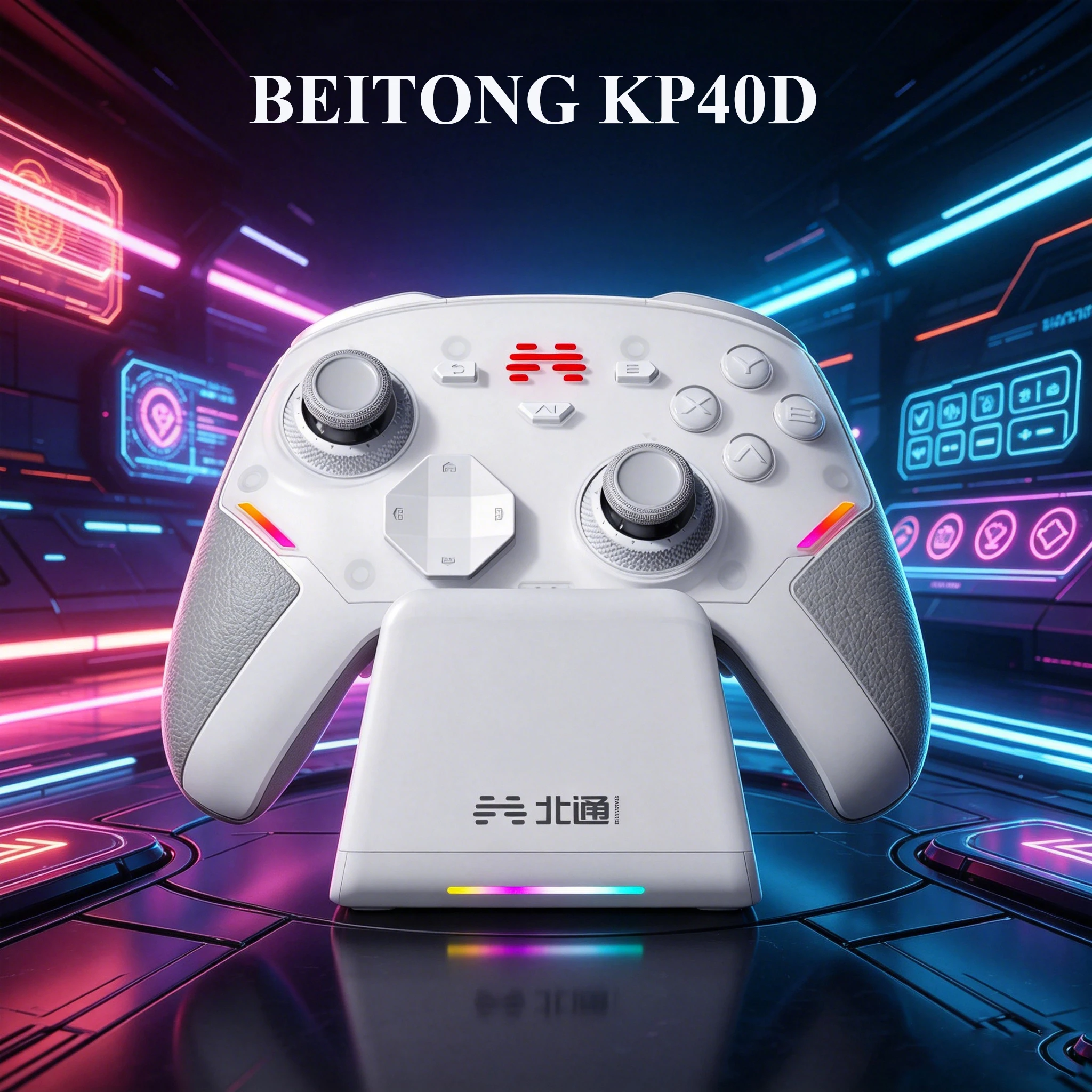BEITONG KP40D Wireless Game Controller TMR Joystick, Optical Axis Buttons, AI Vibration, Hall Triggers, for Switch/PC/Phone