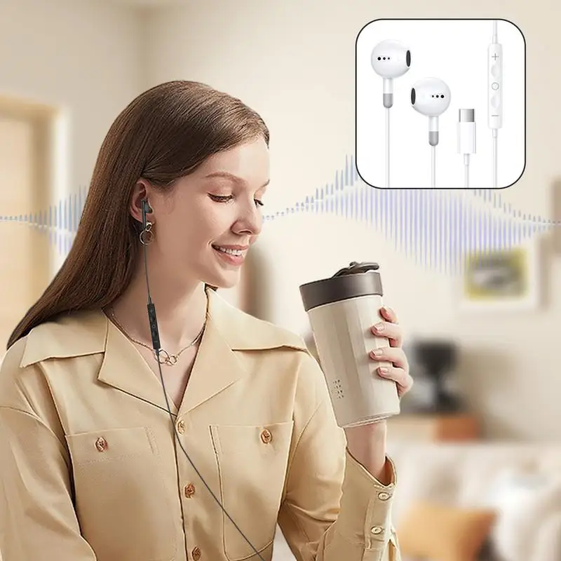 سماعة رأس داخل الأذن من النوع C ، سماعة أذن سلكية عالية الدقة مع تحكم في مستوى الصوت ، ملحق مشغل رقمي للآباء والطلاب والأطفال وعشاق الموسيقى