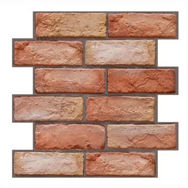 10pcs Self - Adhesive 3D Red Brick Wall Tile Stickers for Home Decor