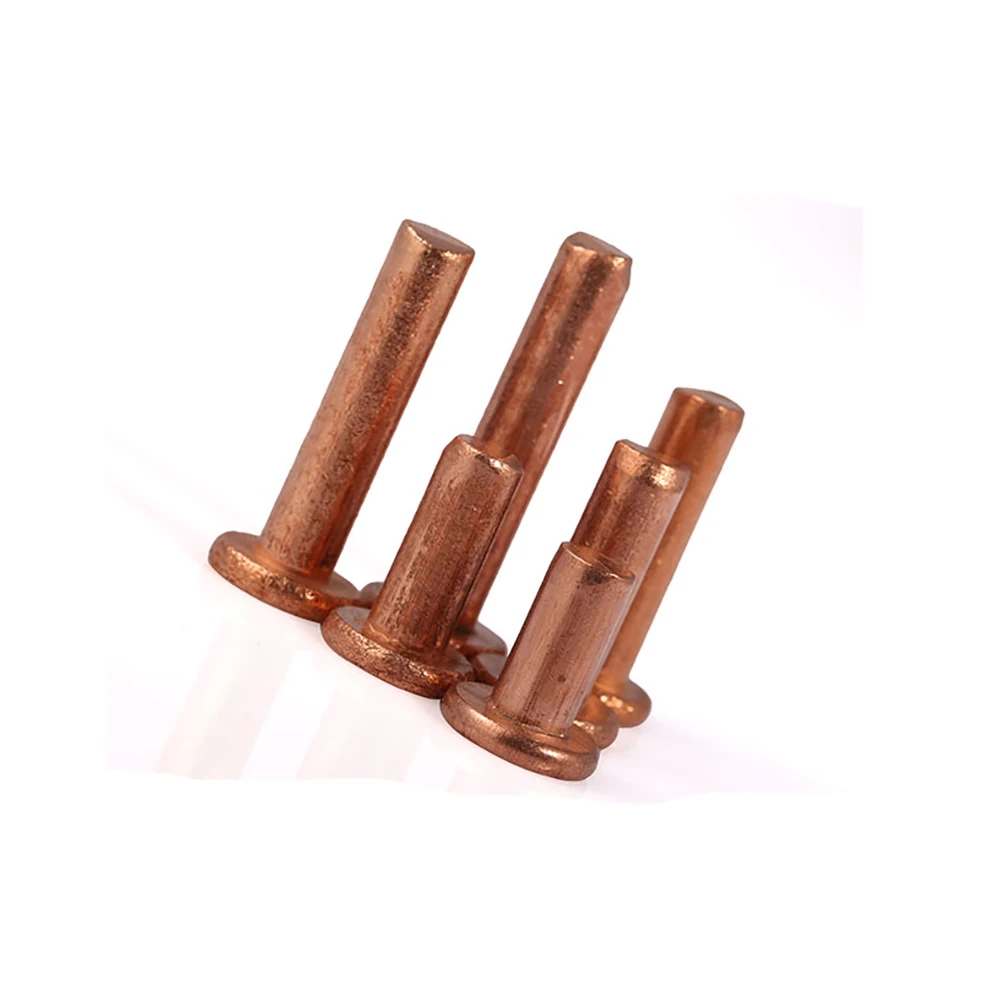 Yiqianyuan 5Pcs/3Pcs Set M5x6mm-40mm GB109 Solid Red Copper Rivets Self-Plugging Round Head Rivet for DIY Jewelry Making