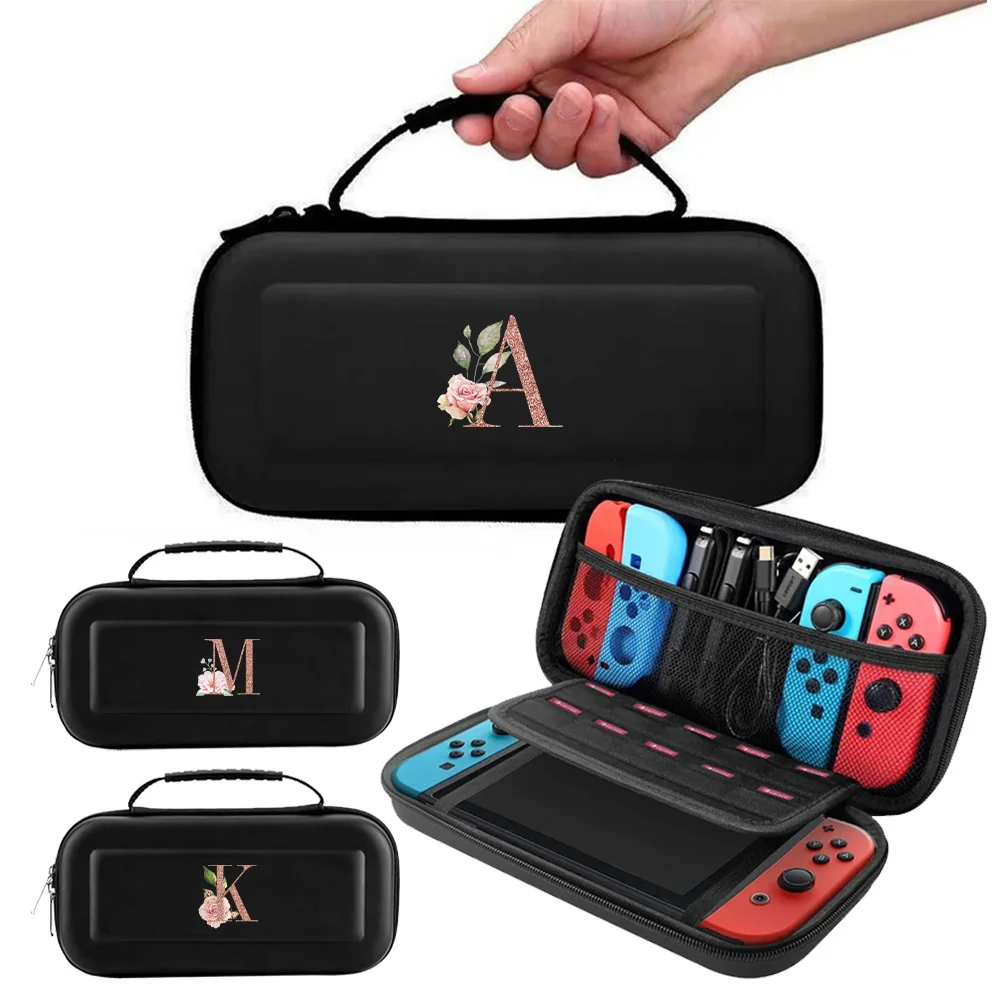 Nintendo Switch Storage Bag Portable Protection Case for Nintendo Switch OLED Handheld Storage Bags Rose Gold Pattern Series