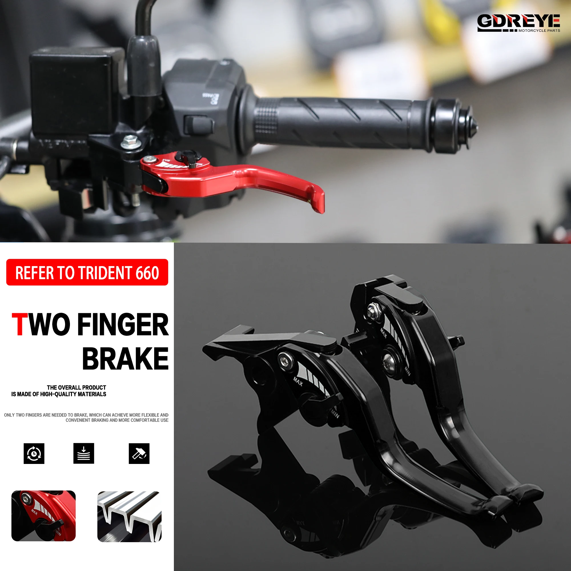 

Для Triumph Trident 660 2021-2024: Комплект коротких регулируемых рычагов тормоза и сцепления из алюминия с ЧПУ для мотоцикла Trident 660