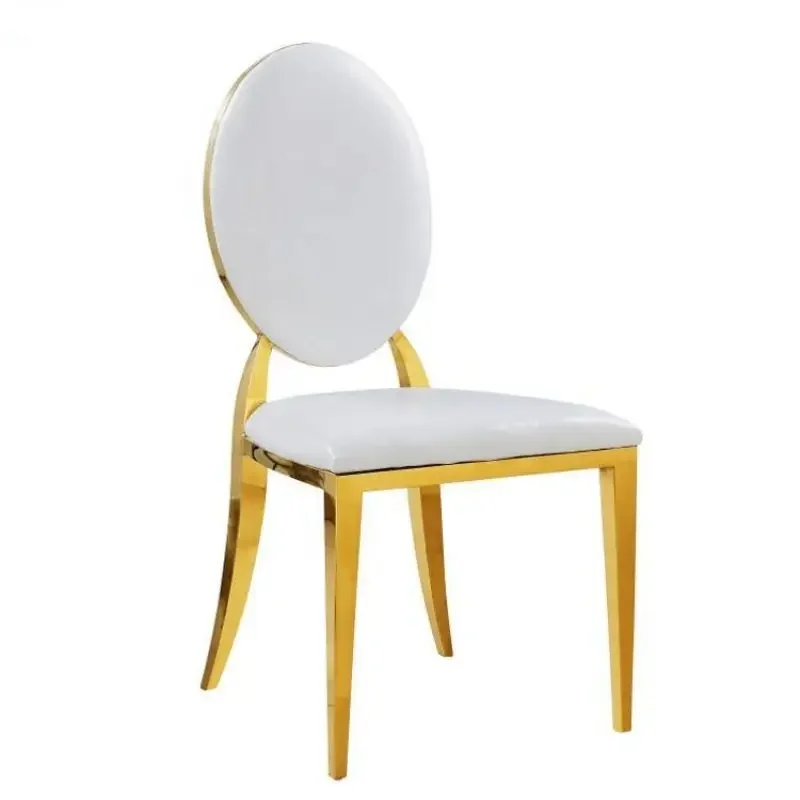 Hotel New Modern Gold Stainless Steel Round Back Dining Chair Banquet Wedding