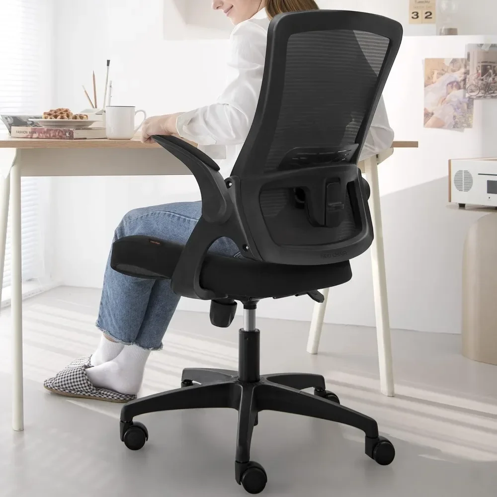 Kursi jaring punggung tinggi dapat disesuaikan dan desain ergonomis, kursi komputer kantor rumah, dukungan Lumbar eksekutif