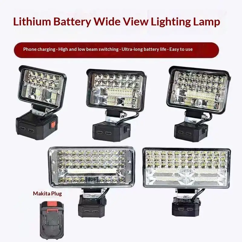 Dimmable LED Work Light for Mak 18V Li-ion Battery Portable Cordless Emergency Flood Lamp for Garage Auto Repair