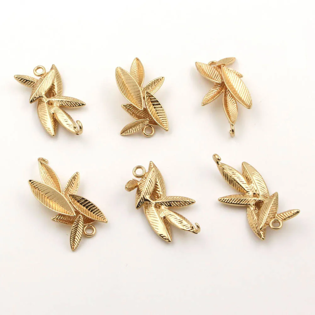 

20pcs Leaves Leaf Pendant Charms Connectors Brass Casted Findings DIY Stuffs Jewelry Accessories Choose Colors