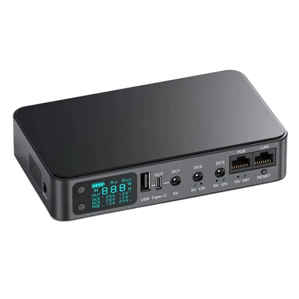 ABGN D2P Mini UPS DC Uninterruptible Power Supply 18000mAh 5v 9v 12v 2A 220V Router Wifi Modem 18650 Battery Backup with LCD