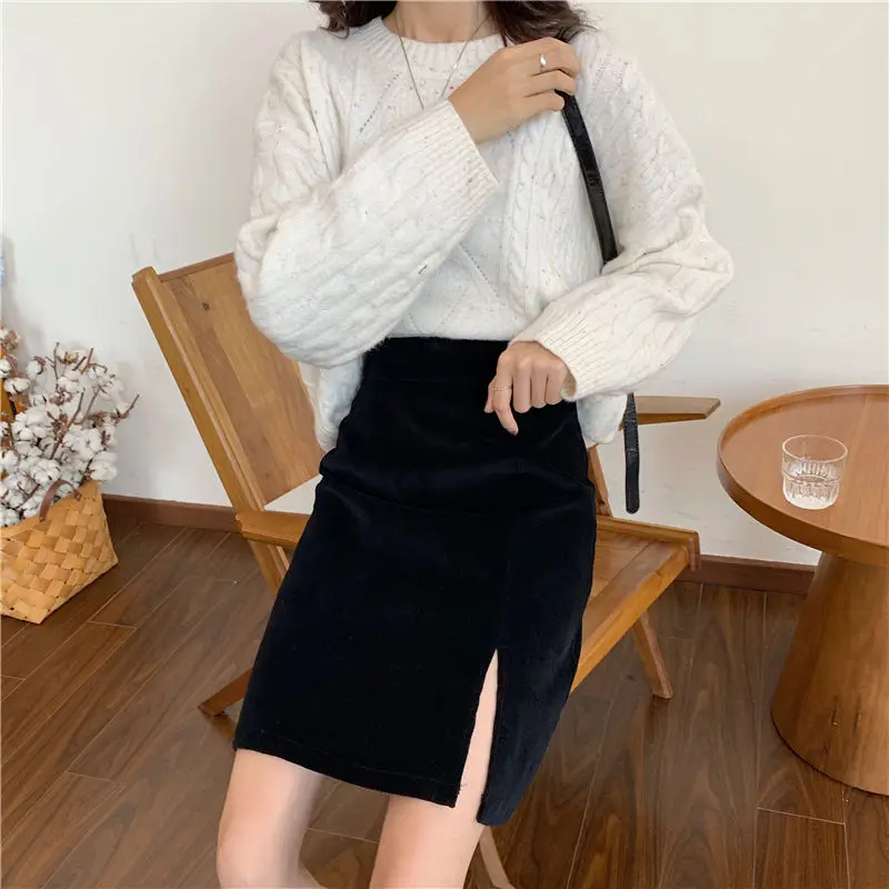 Röcke Frauen S-4XL Hochschulen Mode Neue Mujer Faldas Casual Täglichen Reine Ulzzang Cord Dicker Herbst Warme Gemütliche Einfache Vintage